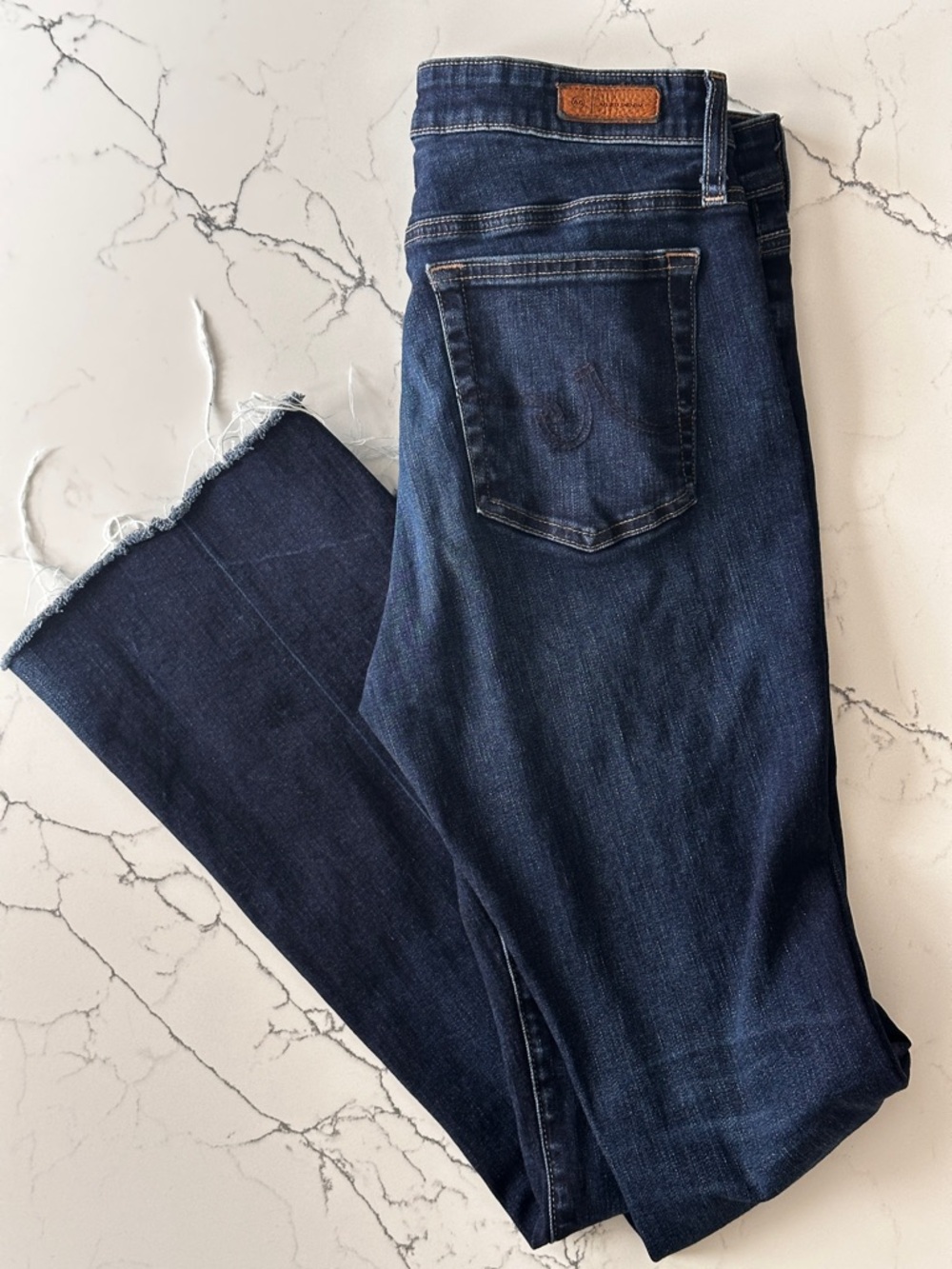 AG Dark Indigo Raw Hem Jeans
